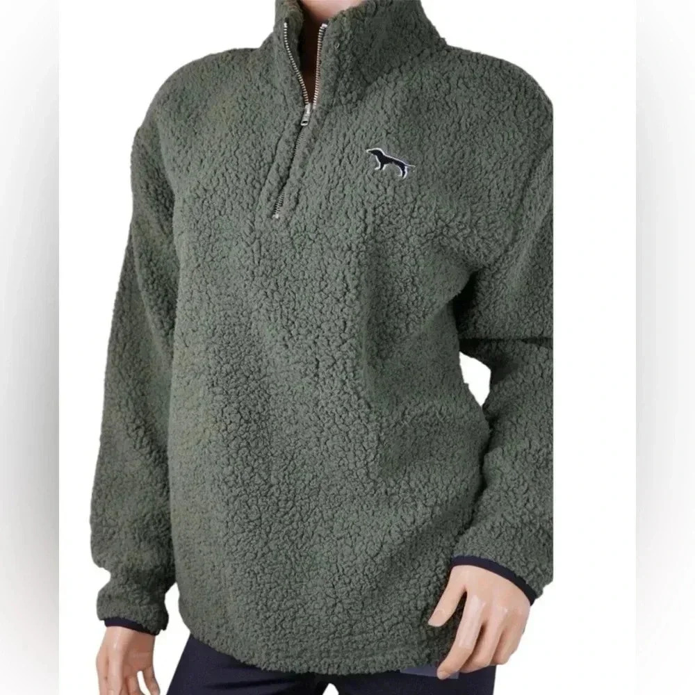 GREEN VICTORIAS SECRET PINK SHERPA PULLOVER